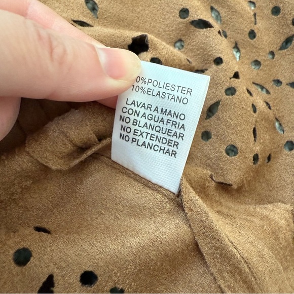 NWT Faux Suede Jacket Blazer Cognac Cutout Western Boho Festival Size Small - Picture 11 of 11